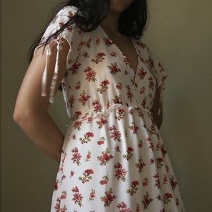 Madewell Ruffle Waist Tie Sleeve Midi Dress